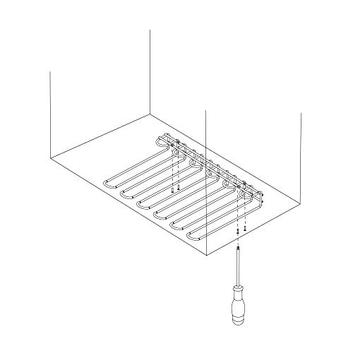 Emuca - Porta copas de 5 líneas para muebles, Soporte para copas para Estantes o Bares, 320 mm, Acero cromado