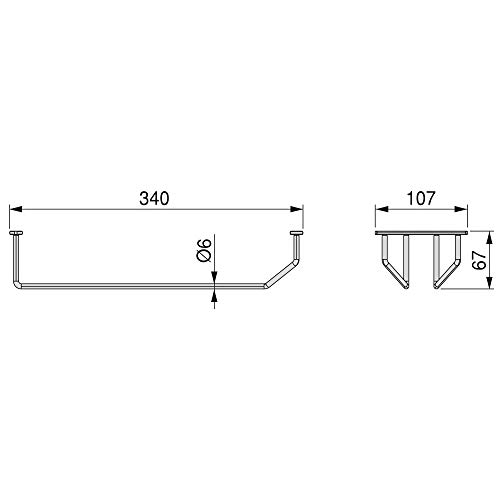 Emuca - Soporte para Copas para muebles, Porta Copas para Estantes o Bares, 340 mm, Acero cromado