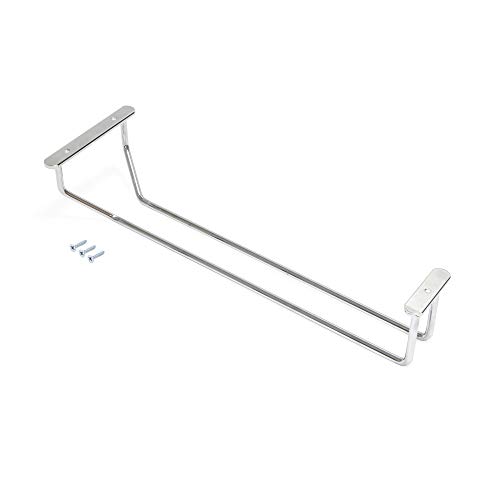 Emuca - Soporte para Copas para muebles, Porta Copas para Estantes o Bares, 340 mm, Acero cromado