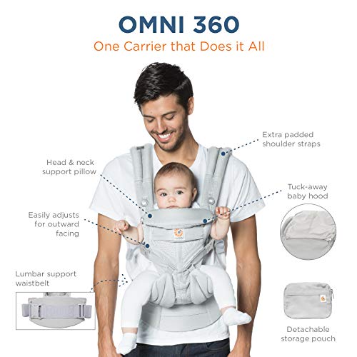 Ergobaby Mochila Portabebé Ergonómica Omni 360 Cool Air Mesh Midnight Blue, Azul