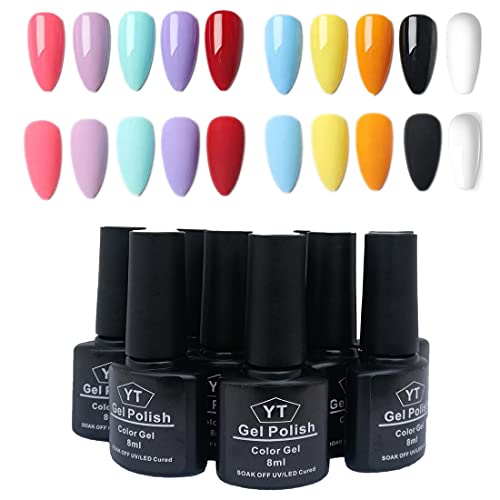 Esmalte Semi-permanente para Uñas kit,10 Colors Gel Nail Polish Set 8ml Juego de Gel de Esmalte de Uñas