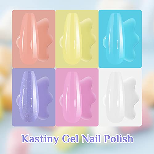 Esmaltes Semipermanentes, Kastiny 9PCS Macarrón De Verano Color Rosa Violeta Blanco Colección Pintauñas Semipermanente con Base, Capa Superior Brillante y Mate, Uñas Gel UV LED para Año Nuevo