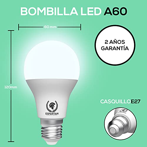 Espartan - Bombillas LED E27 Luz Fría Bola 15W, 6400K, 1500 lúmenes, Equivalente a 100W Bombilla Incandescente Halógena, Bombilla LED E27 Blanco Frío, Rosca Casquillo Gordo, Bombilla E27 - Pack de 3