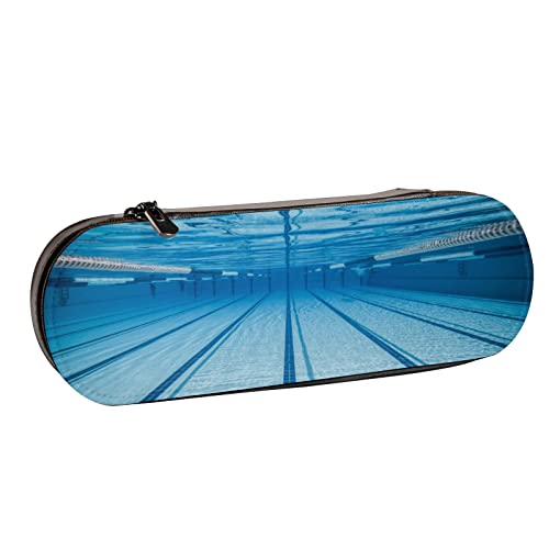 Estuche para bolígrafos Blue Summer Cool Swimming Pool Under Water Estuches para lápices para la Escuela con Cremallera Estuche para lápices con Cremallera de Cuero Estuche para lápices multifunción