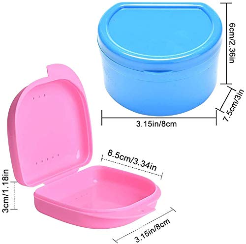 Estuche para Dentadura - Caja Protesis Dental Caja para Baño de Dentadura para Taza de Dentadura , Baño para Dentadura para Limpieza de Retenedores con la Cesta de Enjuague (Color)