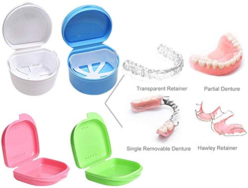 Estuche para Dentadura - Caja Protesis Dental Caja para Baño de Dentadura para Taza de Dentadura , Baño para Dentadura para Limpieza de Retenedores con la Cesta de Enjuague (Color)