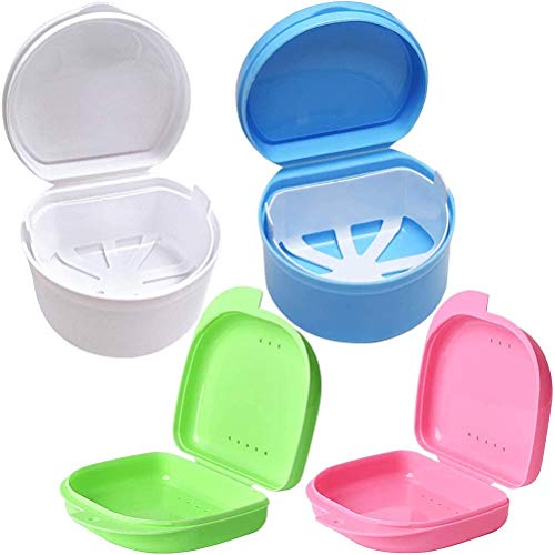 Estuche para Dentadura - Caja Protesis Dental Caja para Baño de Dentadura para Taza de Dentadura , Baño para Dentadura para Limpieza de Retenedores con la Cesta de Enjuague (Color)