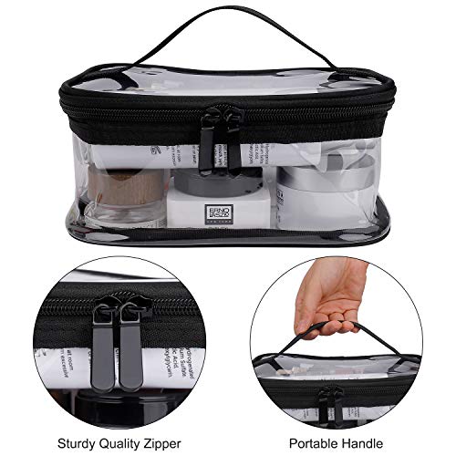 Estuche Transparente de Maquillaje PVC, 2 Pcs Impermeable Bolsa de Aseo Portátil Cosmético Organizador con Cremallera y Asa para Hombre Mujer Vacación Baño y Viajes