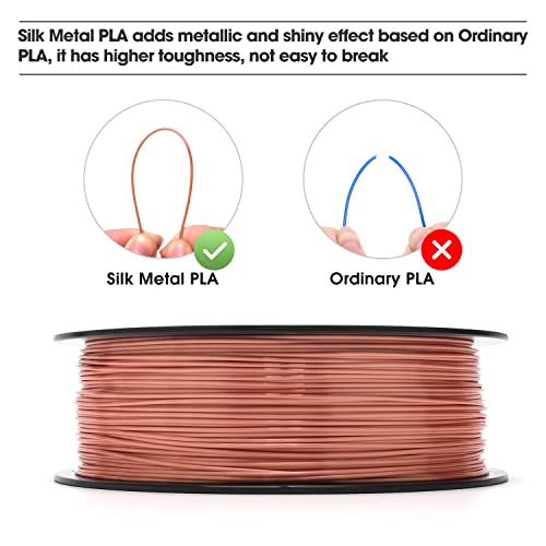 eSUN Filamento PLA Metal Seda 1.75mm, Sedoso Metálico Impresora 3D Filamento PLA, Precisión Dimensional +/- 0.05mm, 1KG Carrete (2.2 LBS) para Filamento de Impresión 3D, Oro Rosa Seda