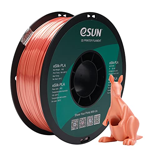 eSUN Filamento PLA Metal Seda 1.75mm, Sedoso Metálico Impresora 3D Filamento PLA, Precisión Dimensional +/- 0.05mm, 1KG Carrete (2.2 LBS) para Filamento de Impresión 3D, Oro Rosa Seda