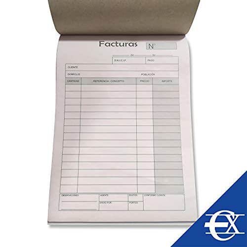 EUROXANTY Facturas | Hojas calcantes | Talonario de facturas | Documentos de venta | Original y copia | 40 hojas por talonario | 20,5 x 14,5 cm | Pack 3