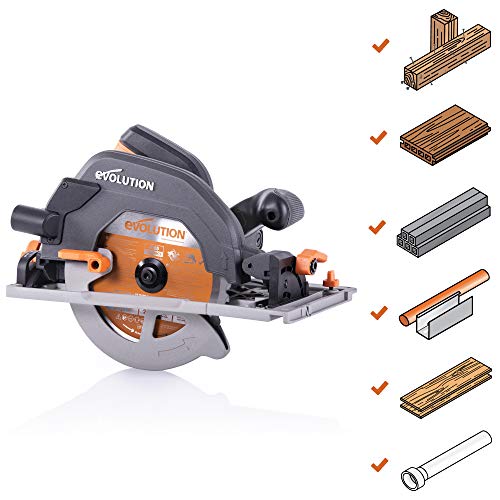 Evolution Power Tools - Sierra circular multimaterial R185CCSX+ con guía compatible (paquete plus con bolsa de transporte), 185 mm, 230 V