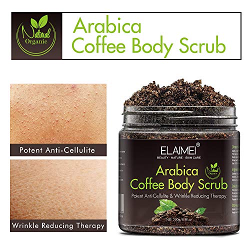 Exfoliante Corporal Natural con Sal Del Mar Muerto y Café para Rostro y Cuerpo, Elimina Eficazmente la Piel Muerta, Nutre la piel, Anticelulitis, Trata el Acné, las Estrías, las Venas Varicosas