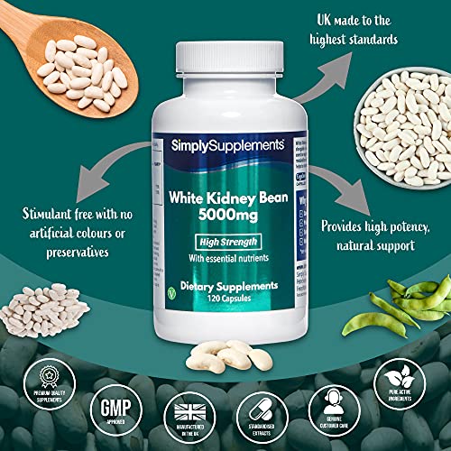 Extracto de Frijol Blanco - ¡Bote para 4 meses! - Apto para veganos - 120 Cápsulas - SimplySupplements