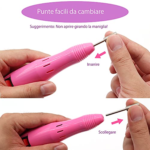 FATUXZ - Taladro de uñas eléctrico para uñas de acrílico, lima de uñas de gel para salón de peluquería (rosa)