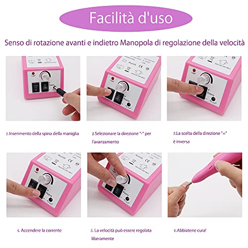 FATUXZ - Taladro de uñas eléctrico para uñas de acrílico, lima de uñas de gel para salón de peluquería (rosa)