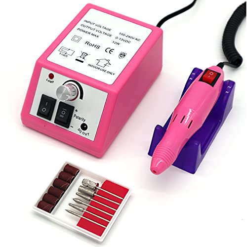 FATUXZ - Taladro de uñas eléctrico para uñas de acrílico, lima de uñas de gel para salón de peluquería (rosa)