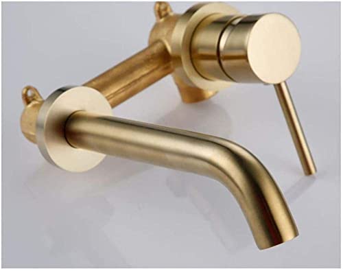 Faucet Brushed Gold Basin Faucet Solid Brass Bathroom Wall Spout Bathtub Shower Mixer Tap Spout For Lavatary Sinks