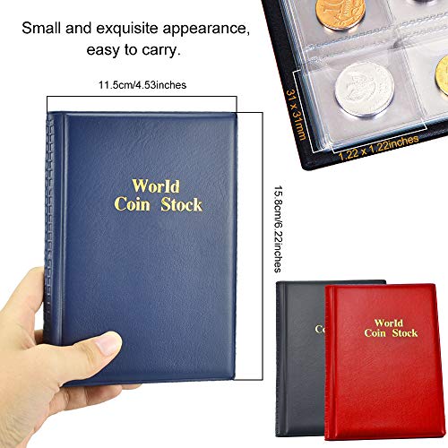 FAVENGO 3 Pcs Album Monedas Coleccion Libro para Coleccionar Monedas 360 Bolsillos Libros de Monedas Fundas Numismatica Monedas Hojas para Monedas Funda Estuche Cuero para Monedas 2 Euros Centavos