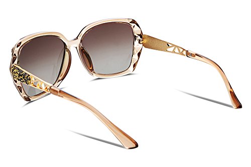 FEISEDY Gafas de Sol Mujer Polarizadas Grande Moda Tamaño Protección UV400 Clásico Retro Gafas de Sol Mujer B2289