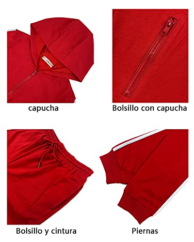 FGFD&OU Sudaderas Mujer Pantalones + Tops Conjunto de Chándal de Mujer Camisas Fitness Manga Larga Casual Jersey Chaqueta Hoodie&Pantalones (Rojo-1, XL)