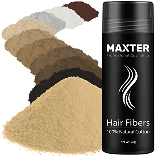 Fibras Capilares Maxter - Disimula la Falta de Pelo al Instante, Microfibras de Algodón en Polvo 100% Natural para Hombre y Mujer (Rubio Claro 28g)