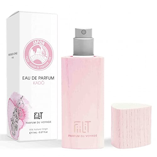 FiiLiT parfum du voyage Agua de perfume Natural KADŌ JAPAN, Écrin de Bois, Mixto, Spray recargable, Flor de Cerezo Yuzu, Flor de Té de Jazmín, para unisex, 11 ml 3.5 x 10 x 3.2