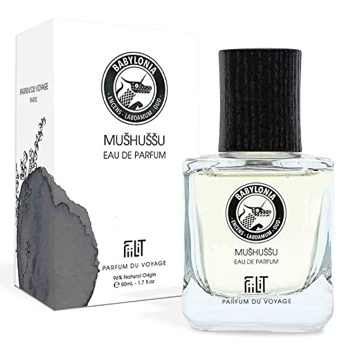 FiiLiT parfum du voyage Agua de perfume Natural MUSHUSSU BABYLONIA, Mixto, Spray recargable, incienso coriáceo de labdamum oud, Amaderado Oriental, para unisex, 50 mL 6.5 x 10.5 x 5