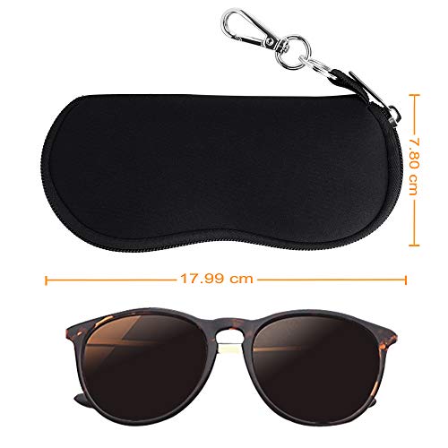 Fintie Estuche para las Gafas con Mosquetón - Súper Ligera y Suave Funda de Neopreno con Cremallera a Prueba de Polvo para los Anteojos, Negro