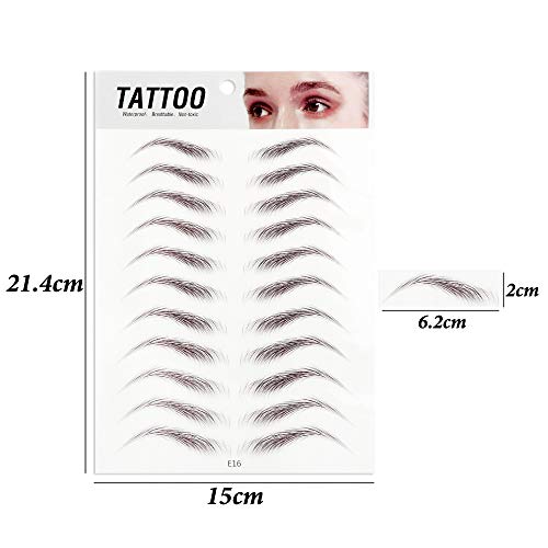 FLOFIA 55 Pares de Pegatinas de Cejas Tatuaje Tatoo 3D Naturales Cejas Adhesivas Auténticas con Forma De Cabello Impermeable Larga Duración para Mujer Hombre Unisex Maquillaje (Marrón Oscuro, 55 Par)