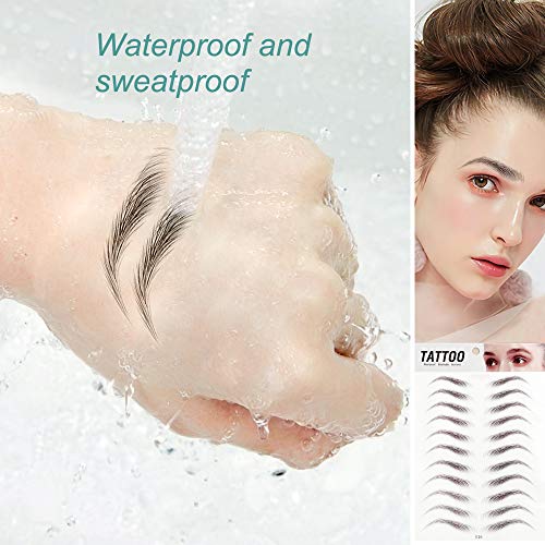 FLOFIA 55 Pares de Pegatinas de Cejas Tatuaje Tatoo 3D Naturales Cejas Adhesivas Auténticas con Forma De Cabello Impermeable Larga Duración para Mujer Hombre Unisex Maquillaje (Marrón Oscuro, 55 Par)