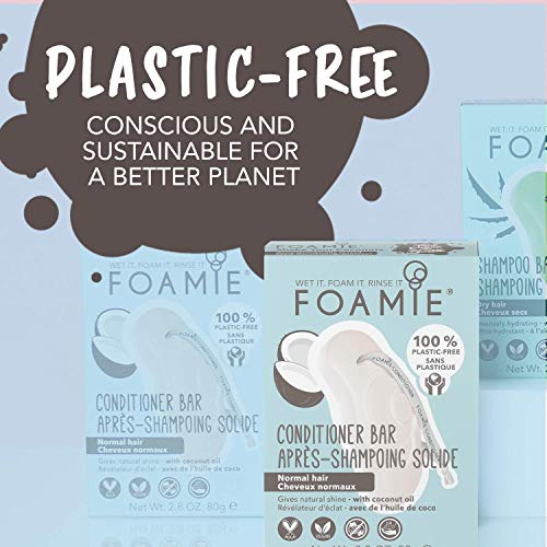 Foamie Acondicionador Sólido Con Aceite De Para El Cabello Con Aceite De Para Hidratar El Pelo Seco Y Dañado 100% Vegano Y Sin Plástico, Coco, 80 Gramo