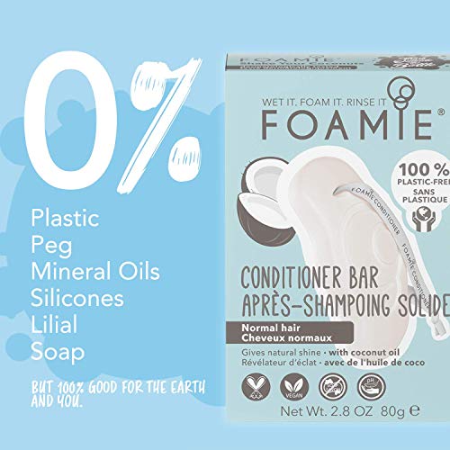 Foamie Acondicionador Sólido Con Aceite De Para El Cabello Con Aceite De Para Hidratar El Pelo Seco Y Dañado 100% Vegano Y Sin Plástico, Coco, 80 Gramo