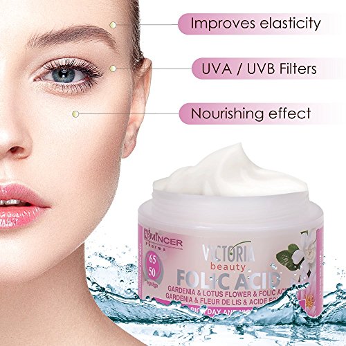 Folic Acid & Lotus Flower Anti-Ageing Semi-rich Day & Night Cream with UVA and UVB filters (50-65age) with Gardenia Extract - 50ml by Victoria Beauty