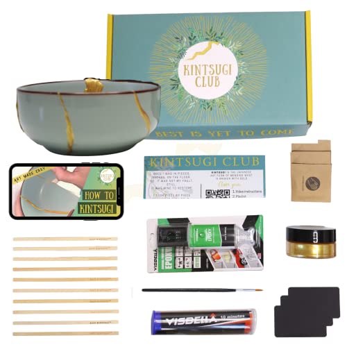 Footricion Kit dorado de reparación New Kintsugi, adhesivo de porcelana, resistente al agua, juego de pegamento dorado XL