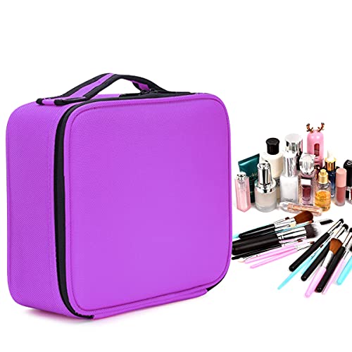 FORRICA Portátil Bolsa de Maquillaje Mujer Organizador Bolso Cosmético Neceser Maquillaje Viaje Almacenamiento de Maquillaje Grande Estuches de Maquillaje Profesional Morado