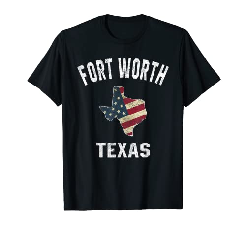 Fort Worth Texas TX Diseño deportivo Vintage Bandera Americana Papá Camiseta