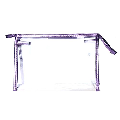 Fossen Transparente Neceser Bolsa de Aseo Impermeable Maquillaje Organizador de Cremallera para Mujer y Hombres (Morado)