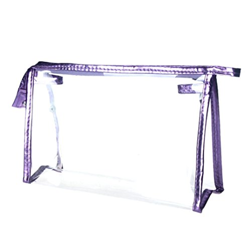 Fossen Transparente Neceser Bolsa de Aseo Impermeable Maquillaje Organizador de Cremallera para Mujer y Hombres (Morado)