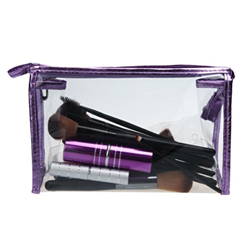 Fossen Transparente Neceser Bolsa de Aseo Impermeable Maquillaje Organizador de Cremallera para Mujer y Hombres (Morado)