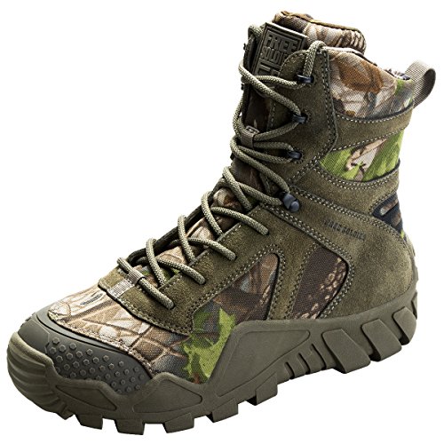 FREE SOLDIER Botas de Caza para Hombres Botas Militares de Combate de Tiro Alto con Cordones Zapatos Ligeros para Todo Terreno para Senderismo, Trabajo, Selva(Color de Camuflaje,43 EU)