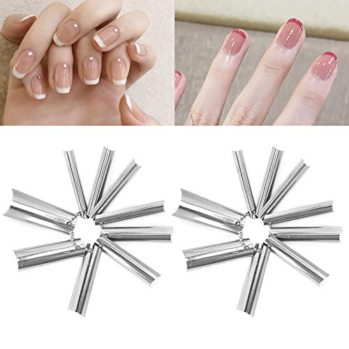 French Manicure Tips, 18pcs French Manicure 9 Sizes Single Tips Cutter Tool Deep C Shape Nail Trimmer French Manicure Tools