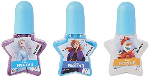 Frozen II Enchanting Destinations Nail Polish Tin - Cja de Metal de Maquillaje de Uñas para Niñas - Maquillaje Frozen - Estuche de Maquillaje de Lata con Pegatinas para Uñas y Esmalte de Uñas