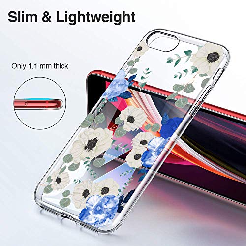 Funda para Apple iPhone SE (2020) Funda transparente suave silicona gel TPU Clear iPhone SE 2020 protectora Case Mariposa Mujer Modelo Ultra Fina Flexible Anti-golpes Shell 6 S