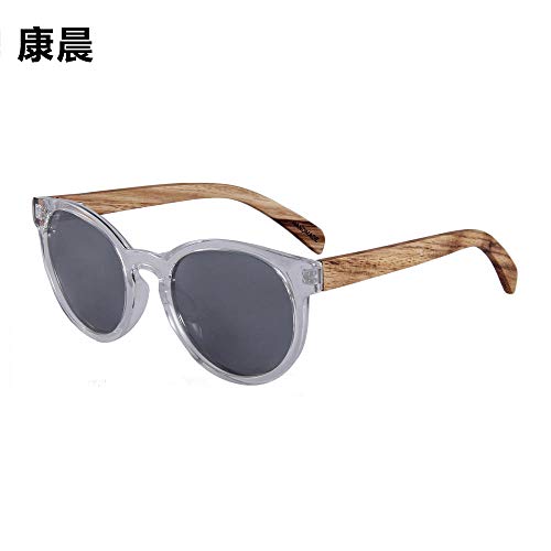 Gafas de sol con patas de madera polarizadas Gafas de sol con montura redonda retro gafas de sol polarizadas de ébano para mujer-1507_MC4 patas de ébano con marco negro azul mercurio polarizado