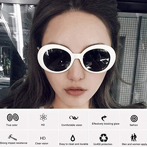 Gafas de sol de montura gruesa ovaladas Retro de verano a la moda para mujer, gafas de protección UV, gafas para mujer, hombre, ni?a, ni?o, blanco