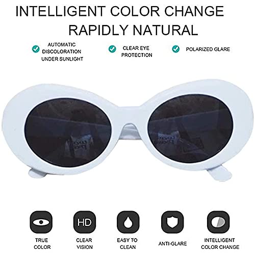 Gafas de sol de montura gruesa ovaladas Retro de verano a la moda para mujer, gafas de protección UV, gafas para mujer, hombre, ni?a, ni?o, blanco