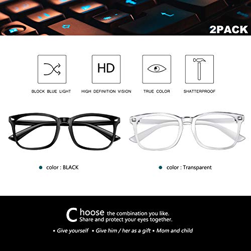 Gafas para Ordenador Anti Luz Azul - Gafas con Filtro de Luz Azul Bloqueo de Luz Azul Evita la Fatiga Ocular Gaming PC UV Luz Filtro Proteccion Azul Mujer Hombre para Antifatiga