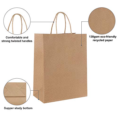 Gaoyong Bolsas Regalo,Bolsas Papel Kraft,130GSM Bolsas de papel para Halloween, Navidad, fiesta, cumpleaños, boda, día de Acción de Gracias.