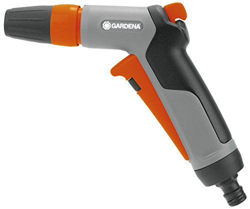 Gardena 18301-20 18301-20-Pistola de Limpieza multichorros Classic Ideal para Exteriores Regulación del Chorro. Caudal Regulable en contínuo, Gris, Naranja, embalado